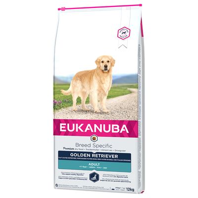 Eukanuba Breed Specific Premium dry food for Golden Retriever, adult from 1 year, 12kg. Suitable for Flat Coated Retriever, water dogs and Spaniels.